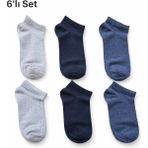 Tina Atelier 6 Çift Erkek-Kadın Düz Sneaker Patik Çorap (Gri-Jean-Lacivert) - 39 - 42