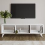 Tina Tv Sehpası – 120 Cm Açık Meşe Renkli, Retro Tarz Ahşap Ayaklı Minimal Tv Sehpası