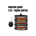 Tineke 3 Katlı Fermuarlı Meyve Sebze Kurutma Filesi Katlanabilir Doğal Kurutma Sepeti Kırmızı