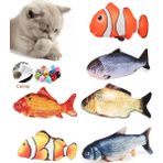 Tineke 6 Adet 3D Peluş Kedi Oyuncağı Balık Kedi Nanesi Otlu Çıngıraklı