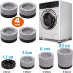 Tineke Beyaz Eşya Ayağı Çamaşır Makinesi Mobilya Titreşim Önleyici Kaydırmaz ve Yükseltici 4 Lü Set Gri - 6 CM