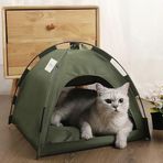 TİNEKE Kedi Kamp Çadırı Kedi Evi Derin Uyku & Serin Yazlık Evi Yumuşak Yatağı Çıkarılabilir Minder (YEŞİL, SMALL)