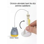 TİNEKE Kediler İçin Yere Yapışkan Tabanlı Tüylü Oyun Oltası Eğlenceli Hareketli Kedi Oyuncağı OLTACI KEDİ