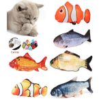 TİNEKE Peluş Kedi Oyuncağı Balık Kedi Nanesi Otlu Çıngıraklı 1 Adet 6 LI