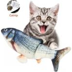 Tineke Peluş Kedi Oyuncağı Balık Kedi Nanesi Otlu Çıngıraklı 1 Adet - Mavi - BLUE