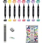 Tinge Marker Kalem Çizim Seti 3 + Marker Defteri + Dereceli Kalem + Silgi + Açacak - Renkli - Standart