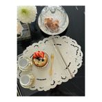 Tiniminatelier Krem Deri İşli Amerikan Servis Oval