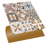 Tink Kendinden Yapışkanlı Fayans Çıkartması, Zemin Duvar Kaplama, Yapışkanlı Fayans Kaplama PVC Karo Afrika Desenli 30x30 cm (4 Adet / 0,36 m²)