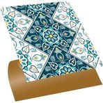 Tink Kendinden Yapışkanlı Fayans Çıkartması, Zemin Duvar Kaplama, Yapışkanlı Fayans Kaplama PVC Karo Turkuaz Çiçek Desenli 30x30 cm (11 Adet / 1 m²)