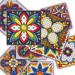 Tink Kendinden Yapışkanlı Karnaval Desenli Pvc Karo, Yapışkanlı Fayans Kaplama, Fayans Çıkartması, Zemin Duvar Karosu 15x15 cm (10 Adet/0,225 m2)