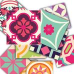 Tink Kendinden Yapışkanlı Pembe Desenli Pvc Karo, Yapışkanlı Fayans Kaplama, Fayans Çıkartması, Zemin Duvar Karosu 20x20 cm (6 Adet/0,24 m2)