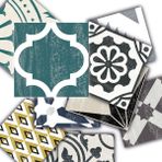 Tink Kendinden Yapışkanlı Retro Yeşil Desenli Pvc Karo 10 x 10 cm 20'li Paket