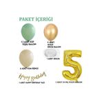 Tinky Winky 1 Yaş Küf Yeşili Deniz Kumu ve Krom Gold Balonlu Konsept Doğum Günü Balon Zincir Set 5