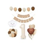 Tinky Winky 1 Yaş Retro Doğum Günü Seti; Krem Rakam Folyo, Banner, Kalp Folyo Balon Zincir Seti 1
