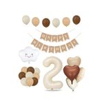 Tinky Winky 2 Yaş Retro Doğum Günü Seti; Krem Rakam Folyo, Banner, Kalp Folyo Balon Zincir Seti 2
