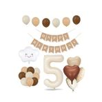 Tinky Winky 5 Yaş Retro Doğum Günü Seti; Krem Rakam Folyo, Banner, Kalp Folyo Balon Zincir Seti 5