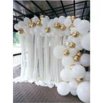 Tinky Winky 50 Adet Balon Beyaz ve Krom Gold Dugun Nisan Soz Arka Plan Resim Organizasyon Set