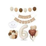 Tinky Winky 6 Yaş Retro Doğum Günü Seti; Krem Rakam Folyo, Banner, Kalp Folyo Balon Zincir Seti 6