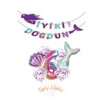 Tinky Winky Deniz Kızı Folyo Set Konsept Doğum Günü Balon Zincir Set 6