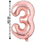 Tinky Winky Folyo Balon 3 Rakamı Helyum Balon Parti Süs 40 Cm Rose