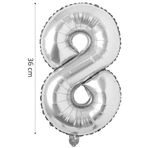 Tinky Winky Folyo Balon 8 Rakamı Helyum Balon 36 Cm Gümüş Renk -silver Ballons - 8 Number Ballon 8