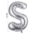 Tinky Winky Folyo Balon S Harfi Helyum Balon 36 Cm Gümüş Renk - S Harf Balon - Harf Folyo Balon Silver Ballons S