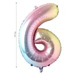Tinky Winky Gökkuşağı Renkli Folyo Balon 6 Rakamı Helyum Balon 100 Cm 6