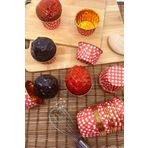 Tinky Winky Gold Kırmızı Ekoseli Muffin Kek Kapsül 10 Adet kırmızı