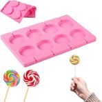 Tinky Winky Izomalt Kalıp Çubuklu Halka Şeker, Çikolata, Dondurma, Lolipop Silikon Kalıbı 8'li - Pembe