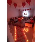 Tinky Winky Kalp Mum, Love Ve Kalp Balon, Gül Yaprağı, Tealight Mum Süsleme, Sevgililer Günü ve Evlilik Teklifi Kırmızı
