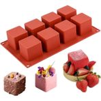 Tinky Winky Kare Silikon Kalıp 8’li – 3D Küp Kek & Mousse Pasta Kalıbı - Beyaz