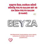 Tinky Winky Kişiye Özel Doğum Günü Folyo Balon Set 40 cm İsim Folyo Balon (5 Harf) Gümüş Gri