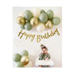 Tinky Winky Küf Yeşili Krom Gold Kum Rengi Pastel Balon Gold Happy Birthday Banner Mini Zincir Balon Seti yeşil