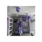 Tinky Winky Mor Lila Gümüş Krom Balon Zinciri Seti Doğum Günü Balon Zincir