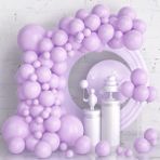 Tinky Winky Pastel Makaron Balonlar Çelenk Kemer Seti, Doğum Günü Parti Set 50 Adet Mor