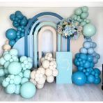 Tinky Winky Retro Derin Okyanus Yeşili Fırtına Mavisi Balon Doğum Günü Set Balon Zinciri