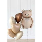 Tinky Winky Retro Pastel Krem Karamel Çikolata Renk Kalp Balon Seti 3 Adet Doğum Günü Seti - Kahverengi