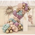 Tinky Winky Retro Pembe Somon Krom Gold Doğum Günü Balon Zinciri Seti