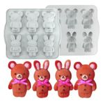 Tinky Winky Sevimli Hayvanlar Kedi Aslan Ayı Desenli Çikolata Kek Kalıbı - Beyaz