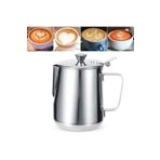 Tinky Winky Süt Potu Kapaklı 500 ml Çelik Kahve Latte Art Süt Potu Süt Köpürtme Latte Yapma Çay Potu Cezvesi