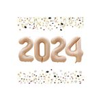 Tinky Winky Yılbaşı New Year Folyo Balon 2024 Yazılı Helyum Balon 100 cm Krem Renk winky704