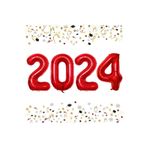 Tinky Winky Yılbaşı New Year Folyo Balon 2024 Yazılı Helyum Balon 40 cm Kırmızı Renk winky438