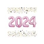 Tinky Winky Yılbaşı New Year Folyo Balon 2024 Yazılı Helyum Balon 76 cm Pembe Renk Pembe