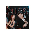 Tinky Winky Yılbaşı New Year Folyo Balon 2025 Yazılı Helyum Balon Seti Siyah76cm
