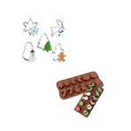 Tinky Winky Yılbaşı Silikon Kalıp + Kurabiye Kalıbı Seti Noel Baba Christmas Şeker Hamuru Çikolata Kalıbı Çok Renkli