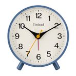 Tinload 11,5 cm Antik Retro Analog Çalar Saat, Gece Lambalı Küçük Sessiz Başucu Masa Saati, Pilli, Erteleme, Oturma Odası, Yatak Odası, Başucu için (Mavi)