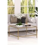 tino furniture Bristol 90*90 Metal Kare Orta Sehpa Şeffaf Temperli Cam