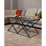 Tino Furniture Cross Metal Antrasit Orta Sehpa Füme Camlı