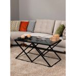 Tino Furniture Cross Metal Orta Sehpa (Füme Camlı) - Siyah