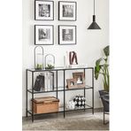 tino furniture Dallas Siyah Metal Dekoratif Cam Raflı Dresuar Konsol